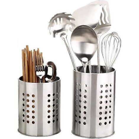 Porte-ustensiles de cuisine, lot de 2, en acier inoxydable antirouille, pour organiser tiroirs et plans de travail