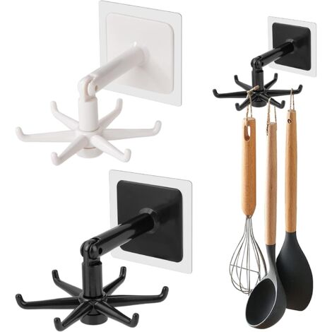Porte-ustensiles de cuisine sans perçage, rotatif à 360°, pour cuillère et spatule.