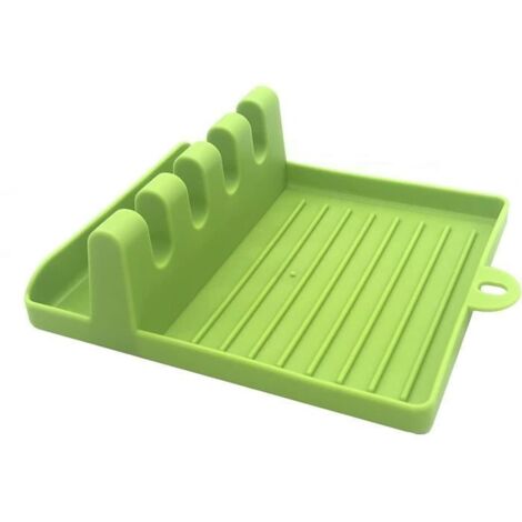 Porte ustensiles de cuisine - Support en silicone - Couleur verte - Dimensions 14,5x13x5 cm - Antidérapant