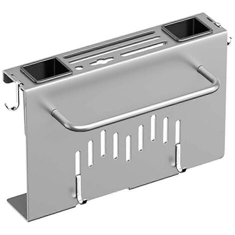 Porte-ustensiles mural, étagère à ustensiles de cuisine, organisateur de rangement suspendu multi-usage avec porte-planche à découper gris