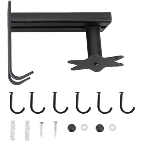 Porte-ustensiles mural noir 6 crochets rotatifs 360° gain de place