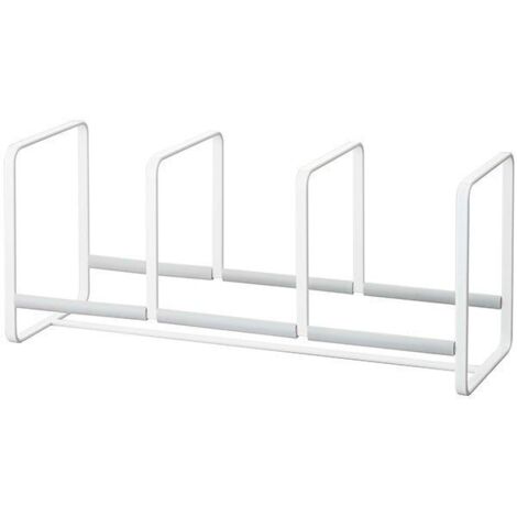 Porte-vaisselle à trois compartiments style japonais tout métal, égouttoir pour assiettes et bols, rangement cuisine évier LH-076 blanc