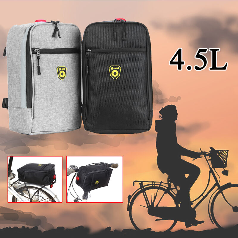 Porte-vélo arrière pour sacoche de coffre arrière sac de transport de vélo pochette avec lumière (gris 4.5 l) Hasaki