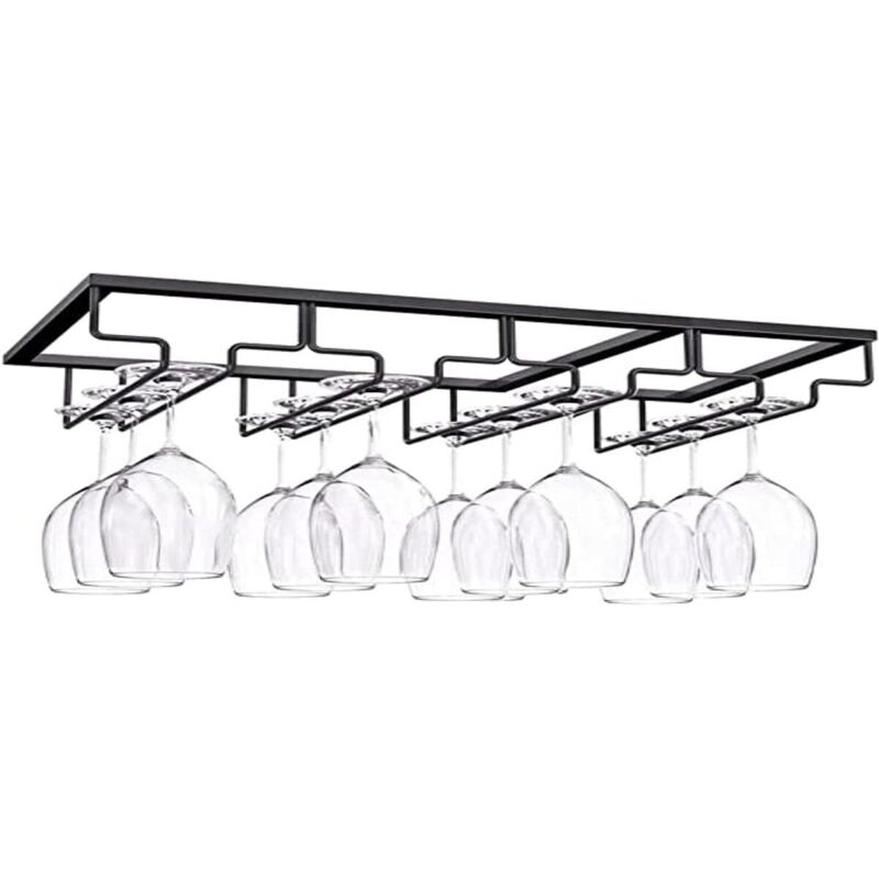 Galozzoit - Porte Verre à 4 Rangées, Porte Verres à Pied Suspendu, Support à Verre Vin Inversé, Support Verre Vin Sous Armoire Avec Vis, Support en