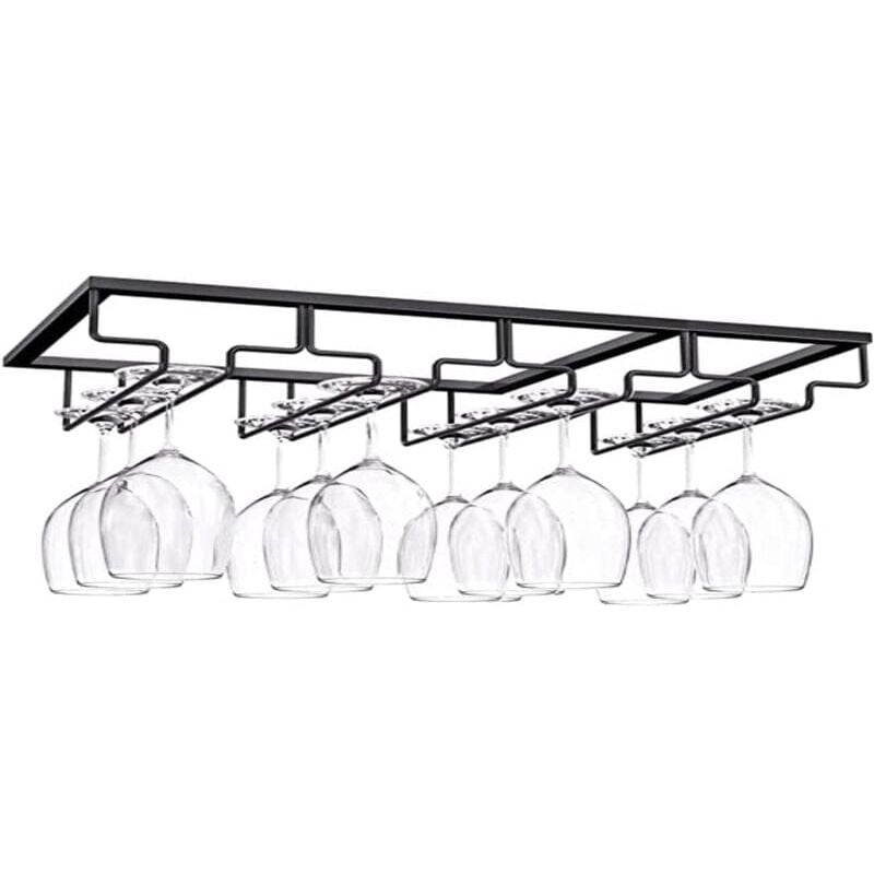 Porte Verre à 4 Rangées, Porte Verres à Pied Suspendu, Support à Verre Vin Inversé, Support Verre Vin Sous Armoire Avec Vis, Support en Fer pour
