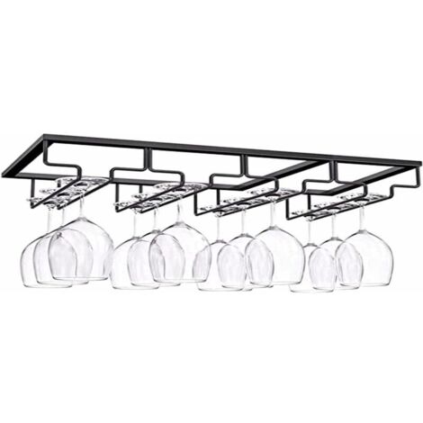 Porte Verre à 4 Rangées, Porte Verres à Pied Suspendu, Support à Verre Vin Inversé, Support Verre Vin Sous Armoire Avec Vis, Support en Fer pour Verre Vin, 4 Rangs, pour Bar Cuisine (4 emplacements)