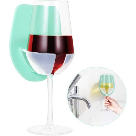 Porte-verre à vin en silicone, porte-gobelet à ventouse (bleu)