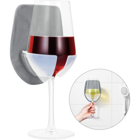 Porte-verre à vin en silicone, porte-gobelet à ventouse (gris)