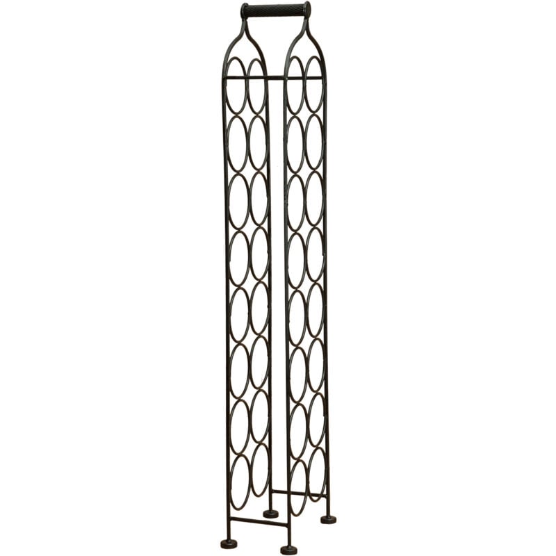 Biscottini - Porte-verre à vin Porte-bouteille de vin en fer forgé Cave à vin 106x24 cm Présentoir à vin au sol pour 16 bouteilles Caviste