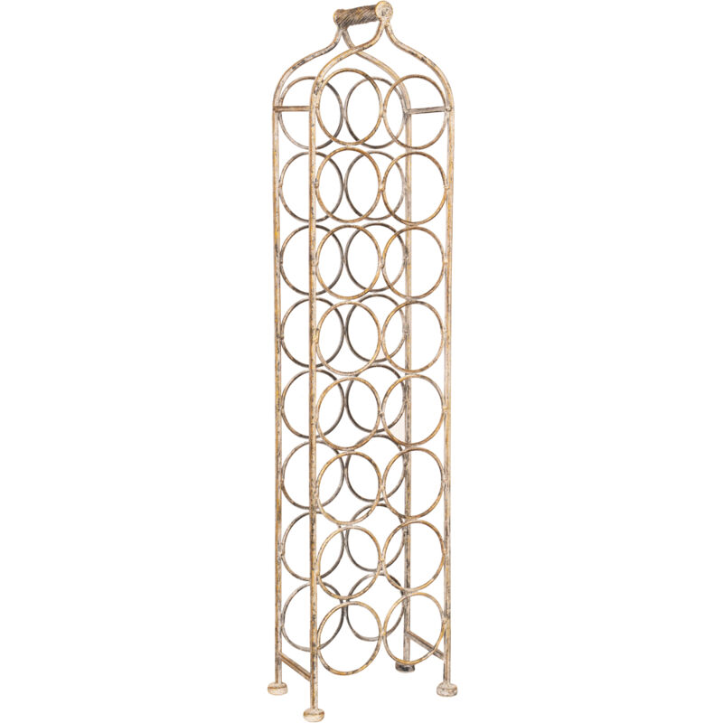 Biscottini - Porte-verre à vin Porte-bouteille de vin en fer forgé Cave à vin 106x24 cm Présentoir à vin au sol pour 16 bouteilles Caviste