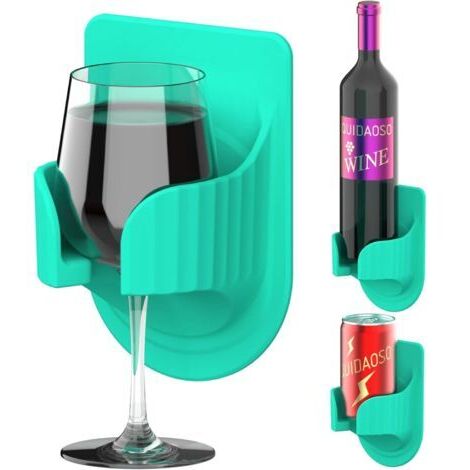 Porte-Verre à vin, Porte-canette de bière, Porte-gobelet Mural, Porte-gobelet pour Salle de Bain/Baignoire, Cadeau de vin (Vert)