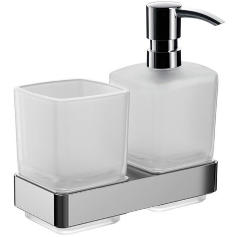 Porte-verre/Distributeur de savon LOFT Verre en crystal satiné chromé