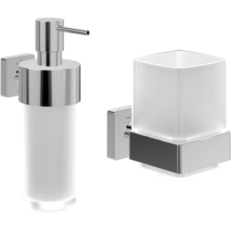 Porte-verre + Distributeur de savon VILLEROY & BOCH Elements Striking Chrome