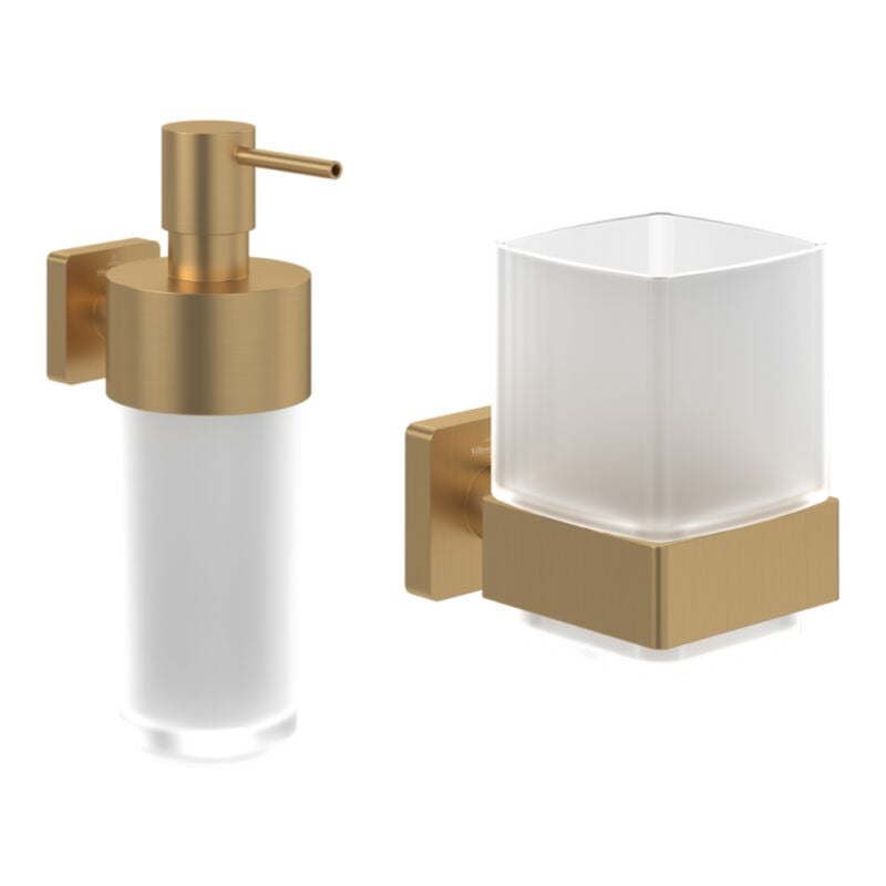 Villeroy&boch - Porte-verre + Distributeur de savon Elements Striking Gold brossé