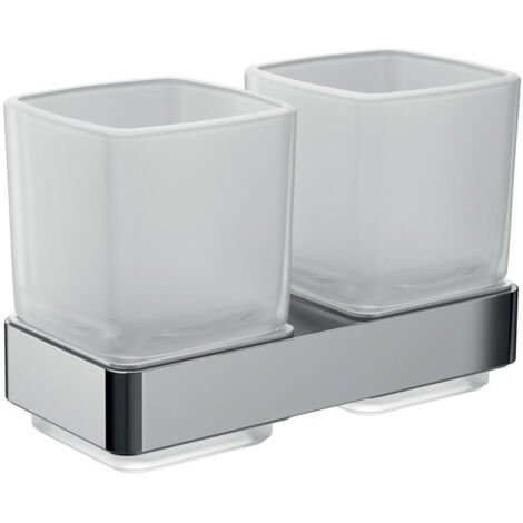 Porte-verre double 052513300 loft noir cristal verre satiné EMCO