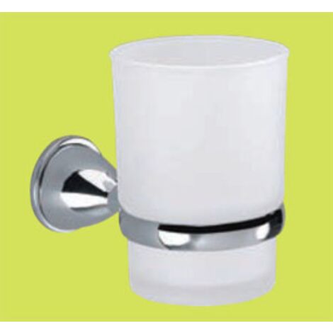 porte-verre Genziana porte-brosse A  dents et verre en acier chromA