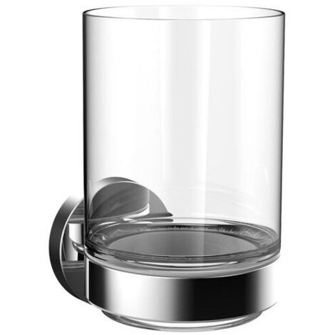 Porte-verre rond partie verre satiné. Chrome