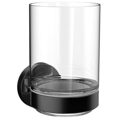 Porte-verre rond partie verre satiné. Noir
