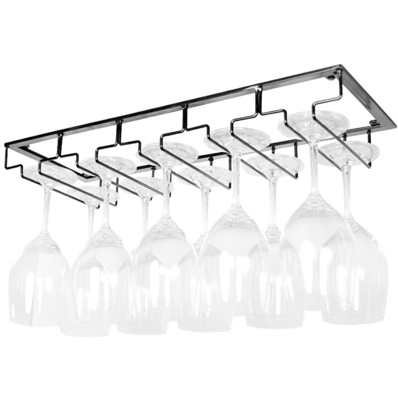 Porte-verre Suspendu noir à pied brillant 50cm bar Rack étagère à verres vin Cocktail bière Rail Support-Verre à supendre Cabinet
