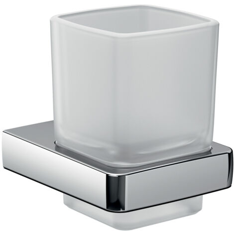 Porte-verre tendance emco, verre cristal satiné, chromé,