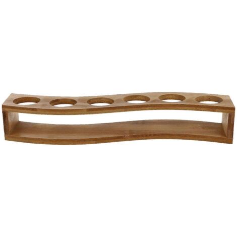 porte-verres à liqueur en bambou sûr et naturel avec 6 trous de rangement (beige)