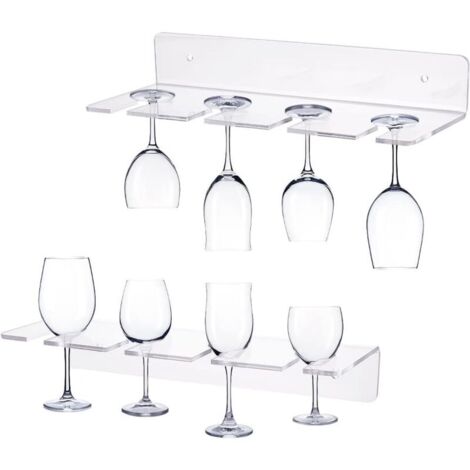 Porte-Verres à Vin Acrylique Mural – 2 Pièces, Clair, pour Bar ou Restaurant