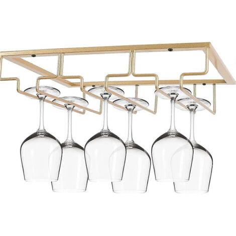 Porte-verres à vin décoratif en métal pour bar ou cuisine, 3 niveaux, à fixer sous un meuble, acier inoxydable, noir