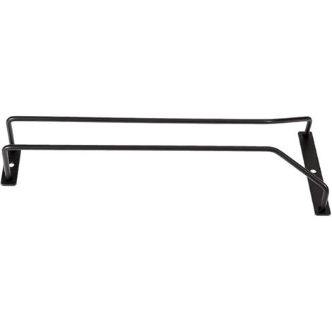 Porte-verres à vin noir de 30,5 cm, support pour verres à vin sous étagère, support de verres à pied sous armoire, 1 rangée