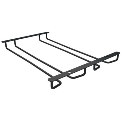 Porte-verres à vin suspendu en acier inoxydable Porte-verres à égouttoir inversé (2 fentes 30cm noir)