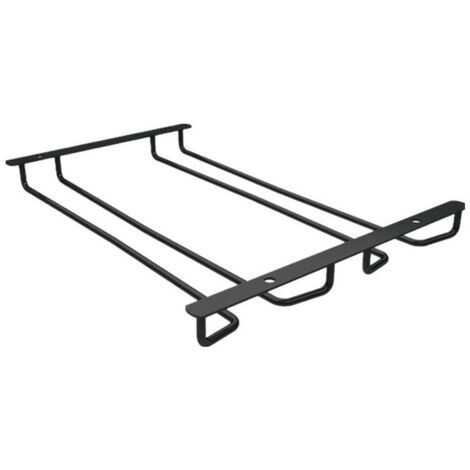 Porte-verres à vin suspendu en acier inoxydable Porte-verres à égouttoir inversé (2 fentes 30cm noir)