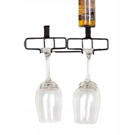 Porte-verres double en acier noir mat