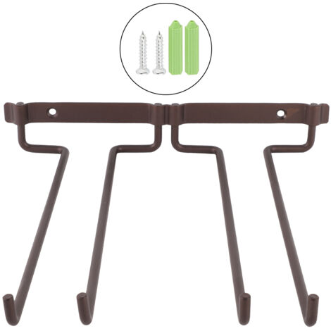 Porte-verres mural en métal pour bouteilles et flûtes à vin, support double pour rangement suspendu