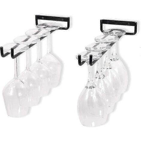 Porte-verres suspendu, convient aux verres à vin et à bière, noir, lot de 2