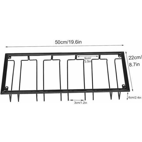 Porte-Verres Suspendu - Support de Verre à Vin avec 5 Rails pour 10-15 Verres, 50 x 22,5 x 5,5 cm, Avec Vis, Utilisé Dans le Bar, Armoire à Vin, Cuisine (5 Rails)