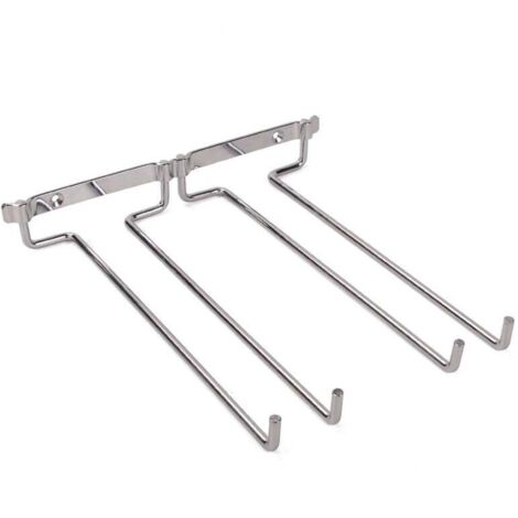 Porte Verres Suspendu, Support Verre à Vin Chromé à Deux Rangées de Support Mural pour Verres à Pied Sous Étagère Rangement pour la Maison et le Bar