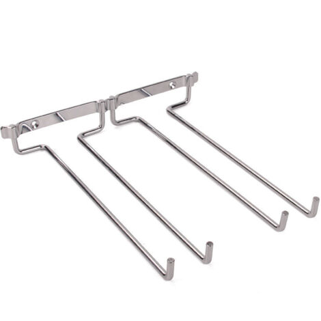 Porte Verres Suspendu, Support Verre à Vin Chromé à Deux Rangées de Support Mural pour Verres à Pied Sous Étagère Rangement pour la Maison et le Bar