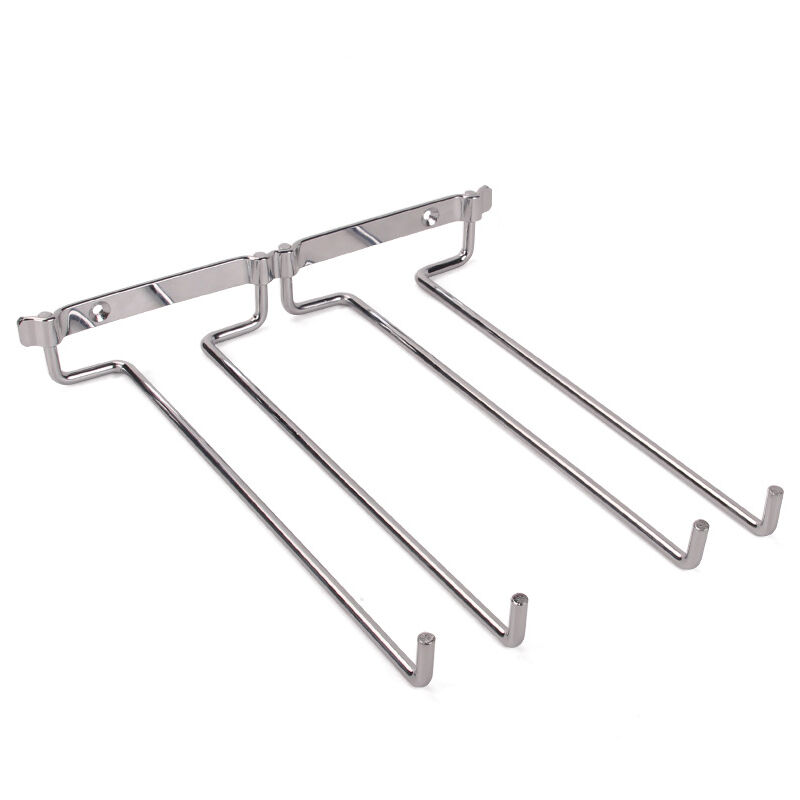 Umnuou - Porte Verres Suspendu, Support Verre à Vin Chromé à Deux Rangées de Support Mural pour Verres à Pied Sous Étagère Rangement pour la Maison