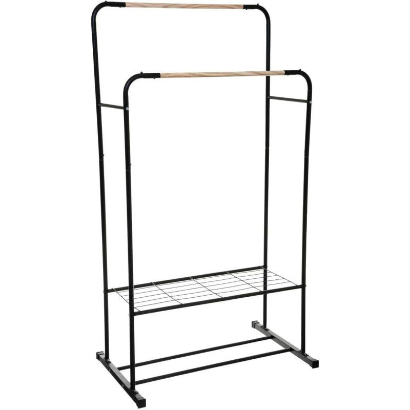 Portant à vêtements à double tringle en métal - Noir/Beige - L 150 x L 81 x P 50 cm - Livraison gratuite