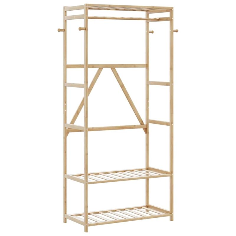 Porte-vêtement avec étagères 80x40x175 cm bambou