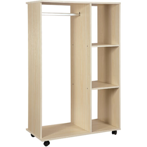 Porte-vêtements 3 étagères et barre à cintres 80x40x128 cm beige HomCom