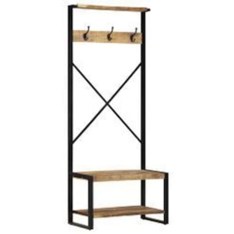 Porte-vêtements 80x40x190 bois de manguier massif brut