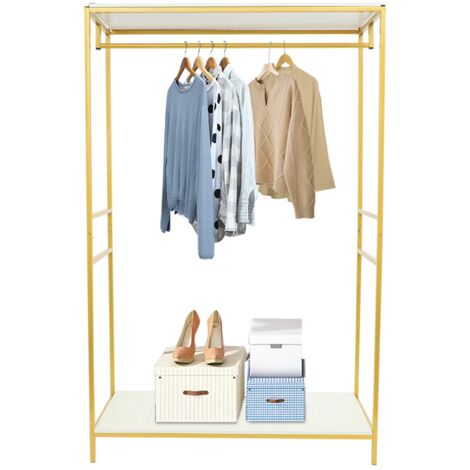 Porte-vêtements à deux niveaux 120 x 45 x 190 cm, présentoir à vêtements, étagère de rangement pour vêtements et robes de mariée, adapté aux chambres à coucher et aux boutiques de vêtements.