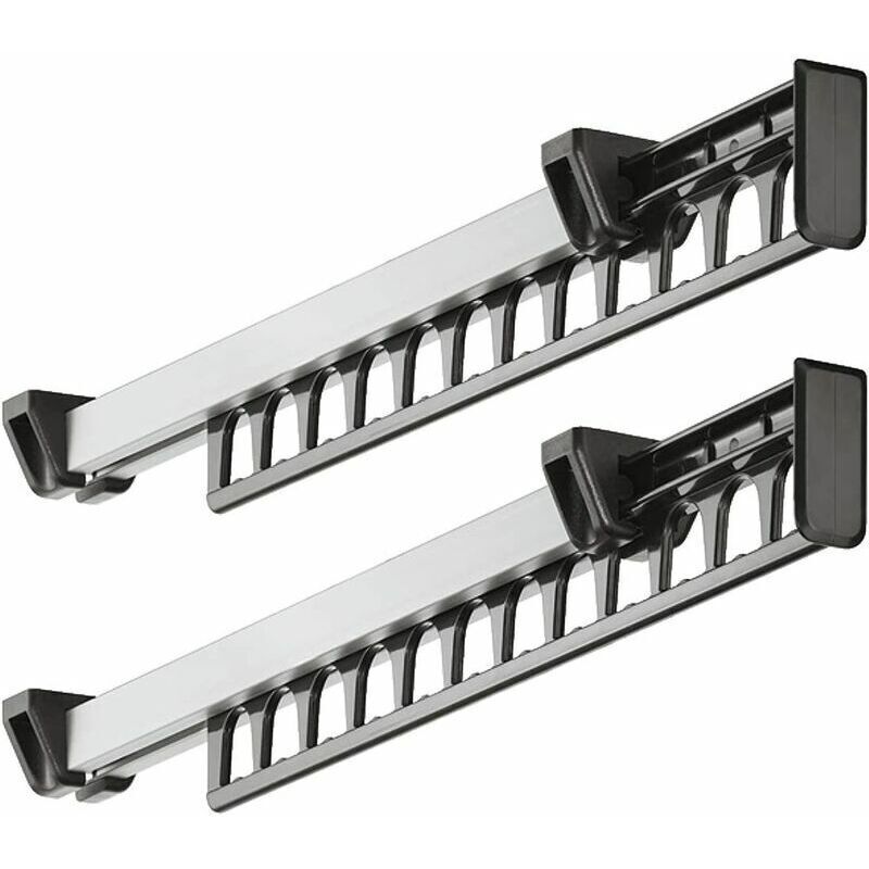 Porte-vêtements Armoire Garde-Robe Extractible Coulissant pour Cintre Support Portemanteau for pour 12 Cintres Longueur 312 mm Lot de 2