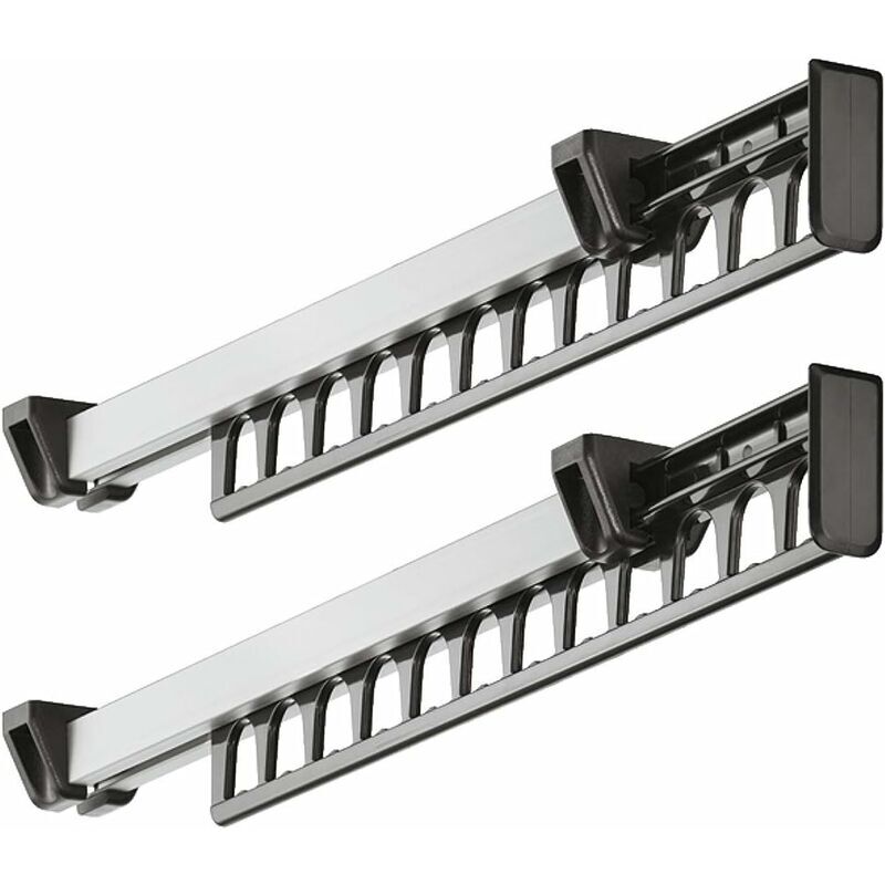 Start - Porte-vêtements Armoire Garde-Robe Extractible Coulissant pour Cintre Support Portemanteau for pour 12 Cintres Longueur 312 mm Lot de 2