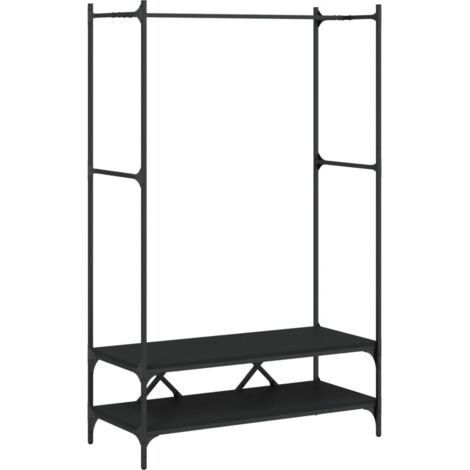 Porte-vêtements avec étagères noir bois d'ingénierie CFW951321