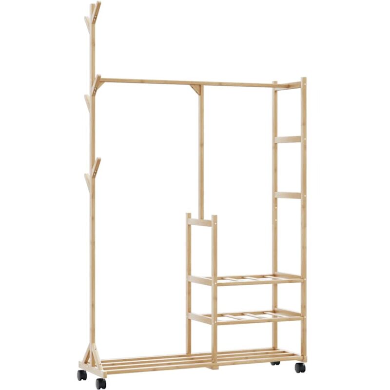 Porte-vêtements et étagères et roulettes 100x38x175,5cm bambou Vidaxl 312919
