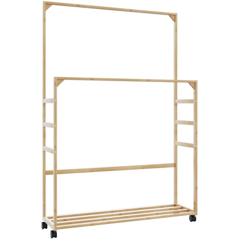 Porte-vêtements et étagères et roulettes 90x35x155 cm bambou Vidaxl 764019