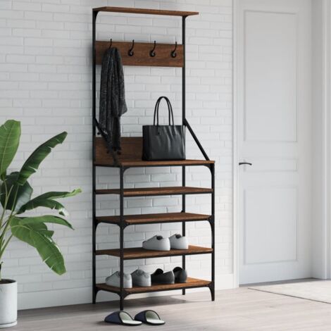 Porte-vêtements et rangement des chaussures-Meuble à chaussures et vêtements-Étagère de rangement chêne marron 807168