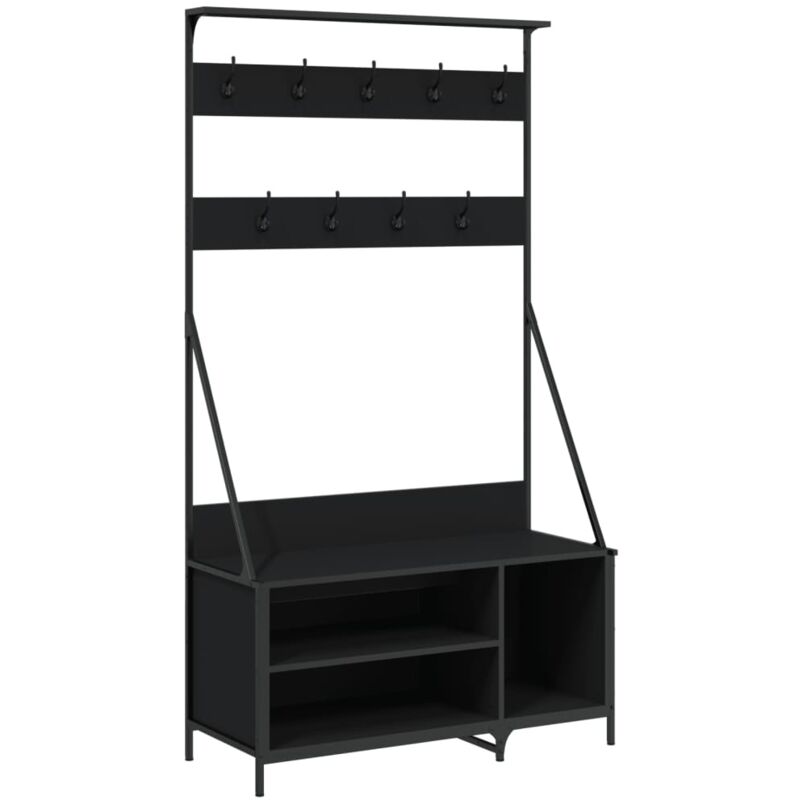 Porte-vêtements et rangement des chaussures noir 100x41x184 cm
