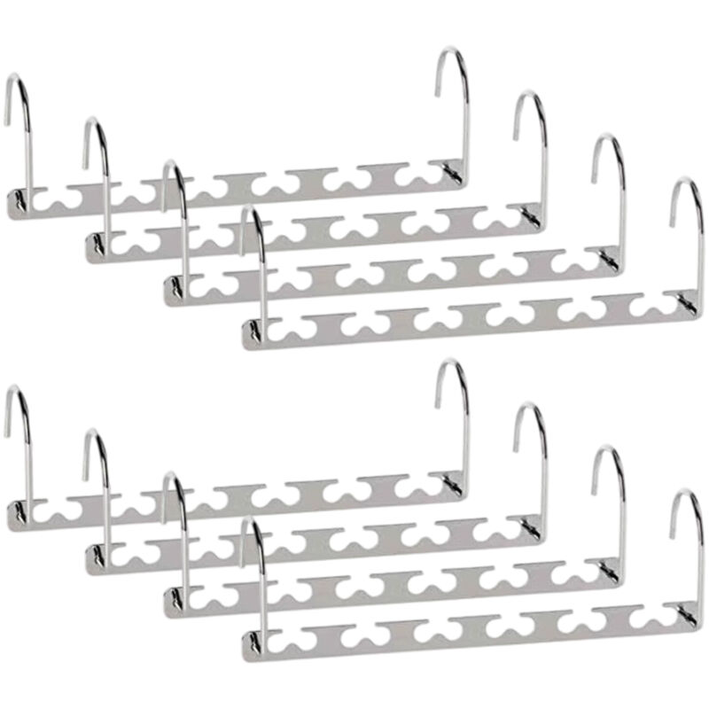 Porte-vêtements gain de place en métal, multi-cintres – Organisateur de dressing avec crochets repensés – Chromé / Argenté, 26 cm de long